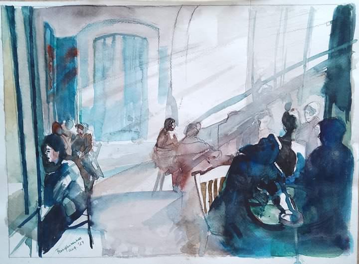 in het cafe, aug. '24